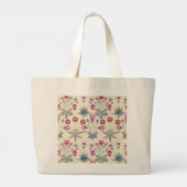 ウィリアムモリスデイジーフローラルパターンレッドオレンジ ラージトートバッグ (裏面)