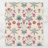 ウィリアムモリスデイジーフローラルパターンレッドオレンジ ワインラベル (シングルラベル)