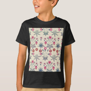 ウィリアムモリスデイジーフローラルパターンレッドオレンジ Tシャツ