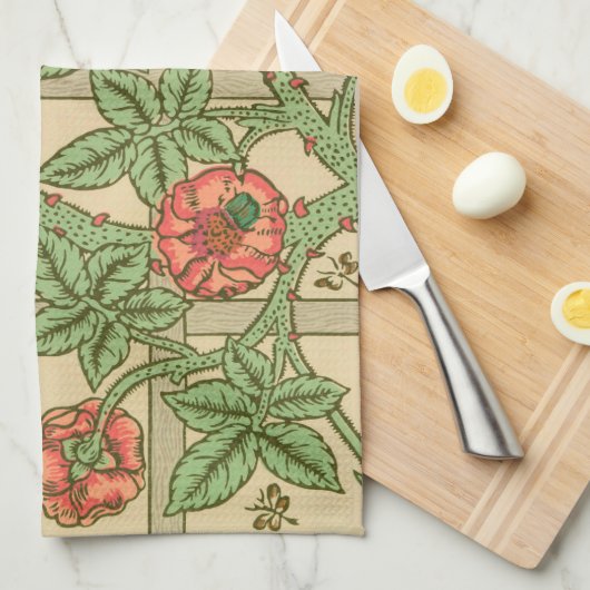 ウィリアムモリストレリスクラシック壁紙デザイン キッチンタオル (四つ折り)