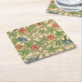 ウィリアムモリストレリスクラシック壁紙デザイン スクエアペーパーコースター (アングル)