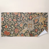 ウィリアムモリストレントガーデンフラワークラシックボタニック ビーチタオル (正面)