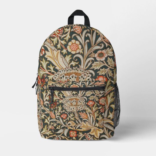 ウィリアムモリストレントガーデンフラワークラシックボタニック プリントバックパック (正面)
