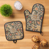 ウィリアムモリストレントガーデンフラワークラシックボタニック 鍋つかみ&鍋敷きセット (トップダウン)