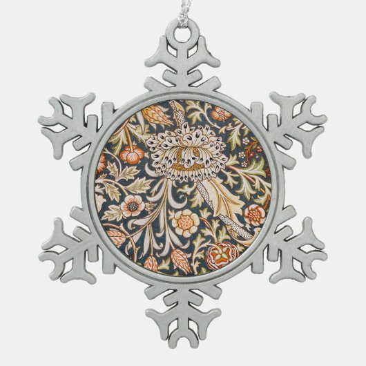 ウィリアムモリストレントガーデンフラワーパターンクラシック スノーフレークピューターオーナメント (正面)