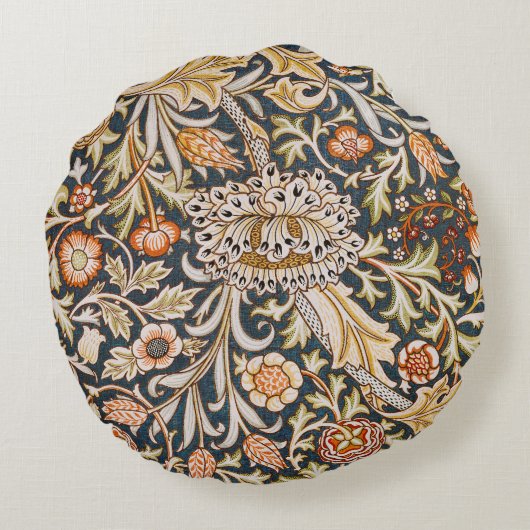 ウィリアムモリストレントガーデンフラワーパターンクラシック ラウンドクッション (裏面)