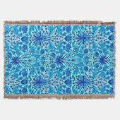ウィリアムモリスハイアシンスプリントアクア&ターコイズ スローブランケット (正面)