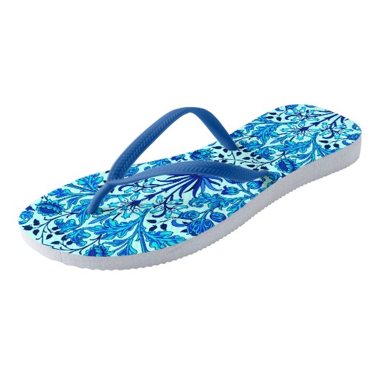 ウィリアムモリスハイアシンスプリントアクア&ターコイズ ビーチサンダル (アングル)