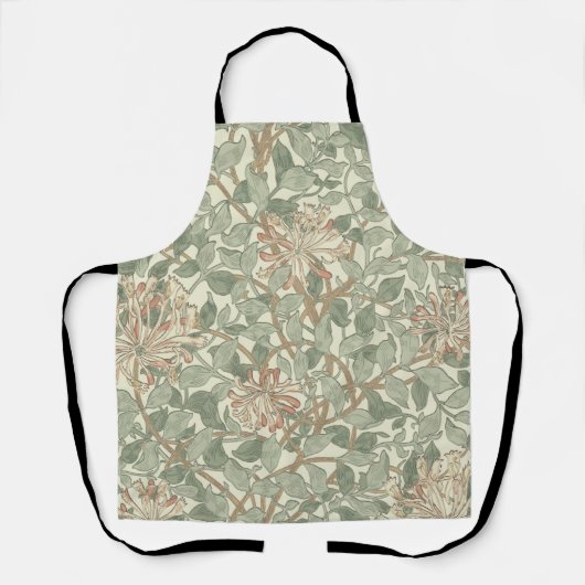 ウィリアムモリスハニーサックルグリーンフローラ エプロン (正面)