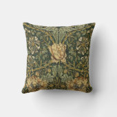 ウィリアムモリスハニーサックルグリーンフローラ クッション (裏面)