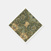 ウィリアムモリスハニーサックルグリーンフローラ スタンダードカクテルナプキン (角)