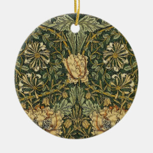 ウィリアムモリスハニーサックルグリーンフローラ セラミックオーナメント