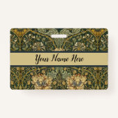 ウィリアムモリスハニーサックルグリーンフローラ バッジ (正面)