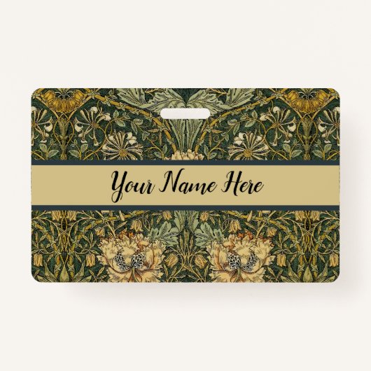 ウィリアムモリスハニーサックルグリーンフローラ バッジ (正面)