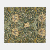 ウィリアムモリスハニーサックルグリーンフローラ フリースブランケット (正面(横))