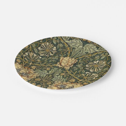 ウィリアムモリスハニーサックルグリーンフローラ ペーパープレート (アングル)