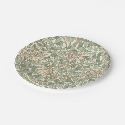ウィリアムモリスハニーサックルグリーンフローラ ペーパープレート (アングル)