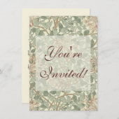 ウィリアムモリスハニーサックルグリーンフローラ 招待状 (正面/裏面)