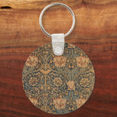 ウィリアムモリスハニーサックルリッチレッドダークブルー キーホルダー (正面)