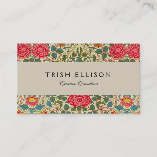 ウィリアムモリスバラフローラチンツピンク 名刺 (正面)