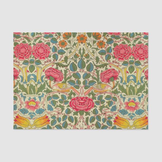 ウィリアムモリスバラフローラチンツピンク 薄葉紙 (正面)