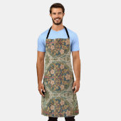 ウィリアムモリスバラリースヴィンテージ開花バラ エプロン (着用した状態)