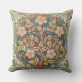 ウィリアムモリスバラリースヴィンテージ開花バラ クッション (正面)