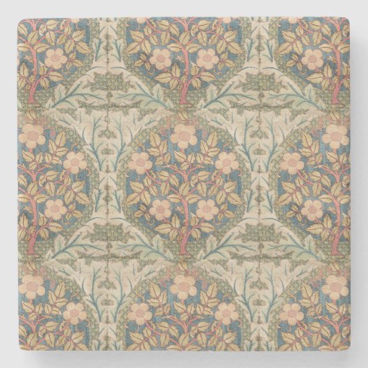 ウィリアムモリスバラリースヴィンテージ開花バラ ストーンコースター (正面)