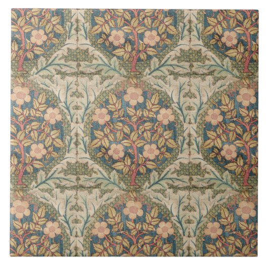 ウィリアムモリスバラリースヴィンテージ開花バラ タイル (正面)