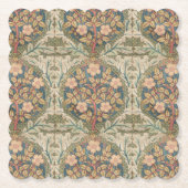 ウィリアムモリスバラリースヴィンテージ開花バラ ペーパーコースター (正面)