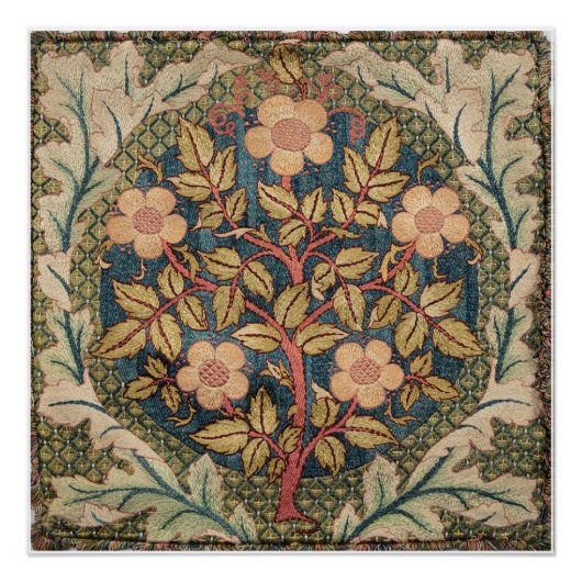 ウィリアムモリスバラリースヴィンテージ開花バラ ポスター (正面)