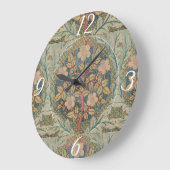 ウィリアムモリスバラリースヴィンテージ開花バラ ラージ壁時計 (傾斜)