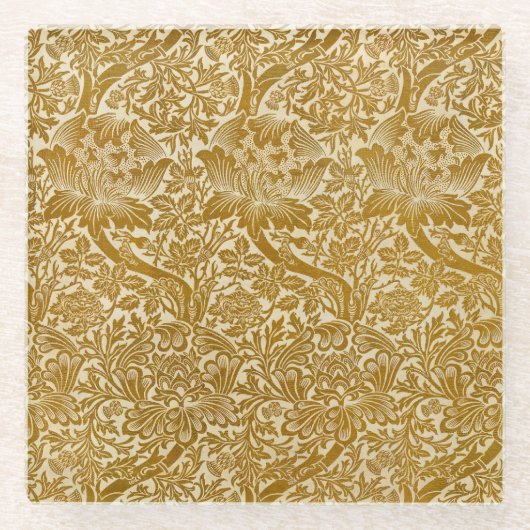 ウィリアムモリスバラ&ティスルフローラゴールデン ガラスコースター (正面)