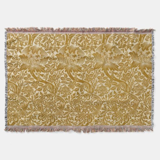 ウィリアムモリスバラ&ティスルフローラゴールデン スローブランケット (正面)