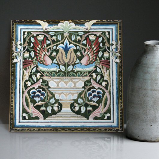 ウィリアムモリスバーズガーデンフラワーズアールヌーボー タイル