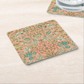 ウィリアムモリスヒアシントフラワーバラアート スクエアペーパーコースター (アングル)