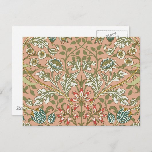 ウィリアムモリスヒアシントフラワーバラアート ポストカード (正面/裏面)