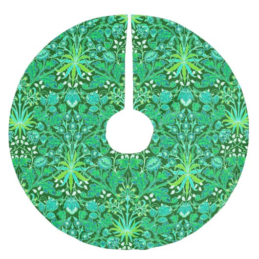 ウィリアムモリスヒヤシンスプリントエメラルドグリーン ブラッシュドポリエステルツリースカート (正面)