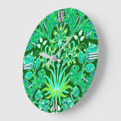 ウィリアムモリスヒヤシンスプリントエメラルドグリーン ラージ壁時計 (傾斜)