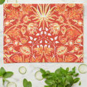 ウィリアムモリスヒヤシンスプリントマンダリンオレンジ キッチンタオル (折り畳み)