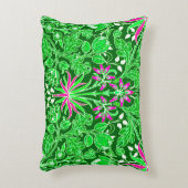 ウィリアムモリスヒヤシンスプリントライム&エメラルドグリーン アクセントクッション (正面(垂直))