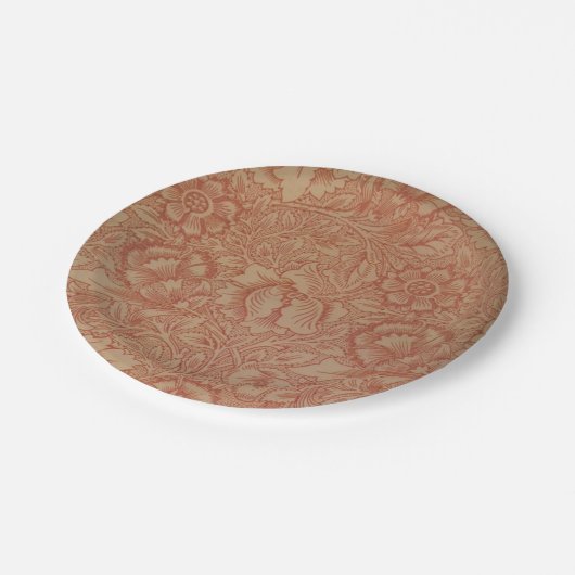 ウィリアムモリスピンクポピーフラワーフローラ ペーパープレート (アングル)