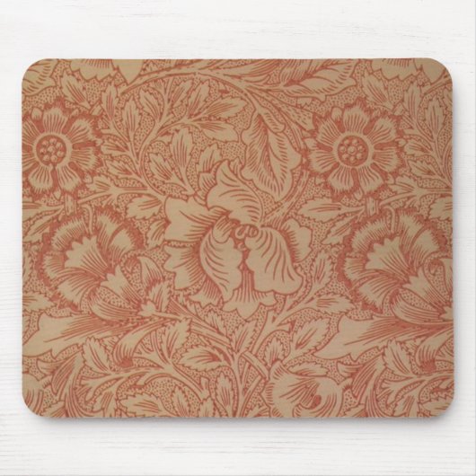 ウィリアムモリスピンクポピーフラワーフローラ マウスパッド (正面)