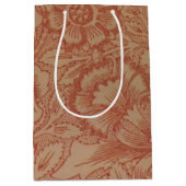 ウィリアムモリスピンクポピーフラワーフローラ ミディアムペーパーバッグ (正面)