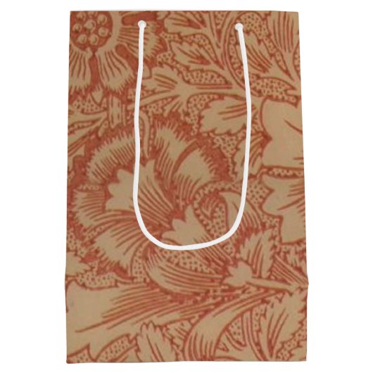 ウィリアムモリスピンクポピーフラワーフローラ ミディアムペーパーバッグ (裏面)