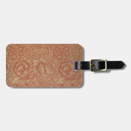 ウィリアムモリスピンクポピーフラワーフローラ ラゲッジタグ (正面横)
