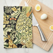 ウィリアムモリスフォレストタペストリーキツネハレピーコック キッチンタオル (四つ折り)