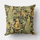 ウィリアムモリスフォレストタペストリーキツネハレピーコック クッション (裏面)