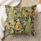 ウィリアムモリスフォレストタペストリーキツネハレピーコック クッション (ブランケット)