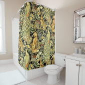 ウィリアムモリスフォレストタペストリーキツネハレピーコック シャワーカーテン (インサイチュ)